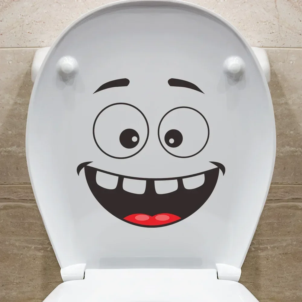 Creative Self-adhesive Toilet Stickers Funny Smiling Face Toilet Seat Lid Decorative Stickers Waterproof Fun DIY Wall Stickers