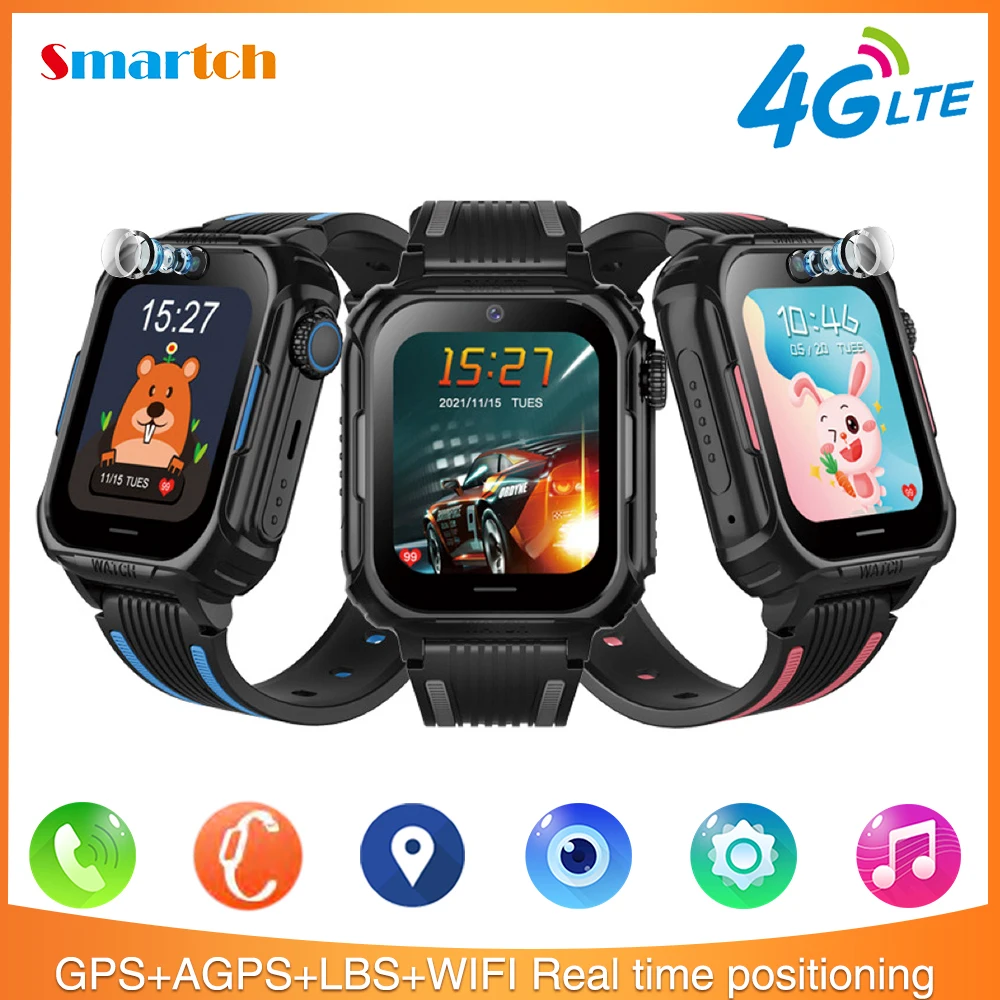 

WIFI GPS LBS Sim Card Smart Watch Geo-fence SOS 2-way Phone Call Voice Text Message Remote Monitor Video Call VOLTE Smartwatch