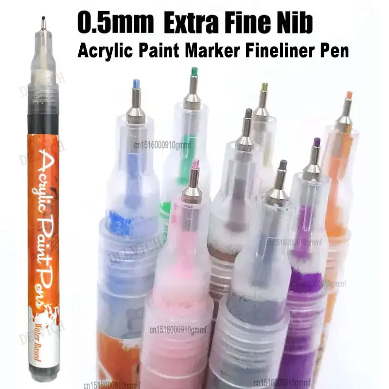 0.5mm Fine Line Needle Tip Acrylic Paint Art Marker Fineliner Pen DIY For Card Ceramic Stone Glass Fabric Cloth Drawing Graffiti