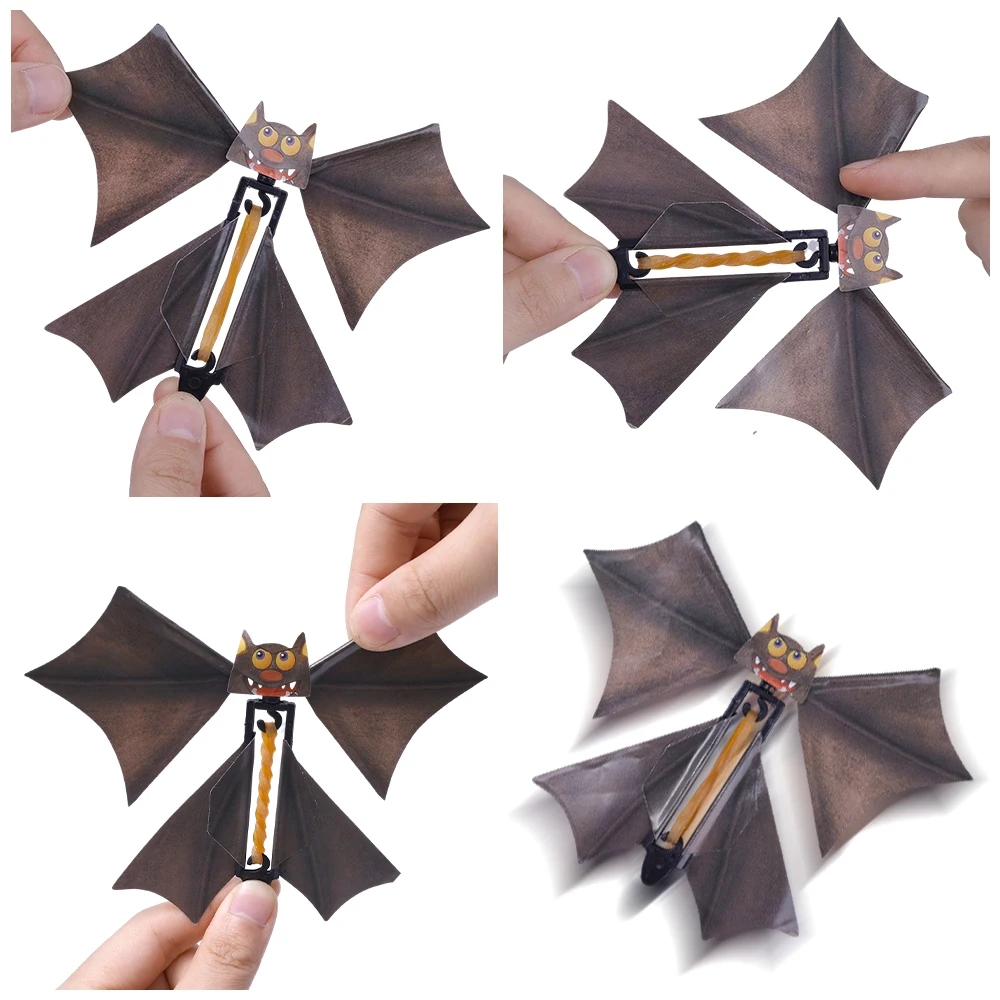 Black Magic Flying Butterflies Bat Wind Up Toys Bookmark Greeting Cards Rubber Band Powered  Kids Outdoor Game Props Butterfly