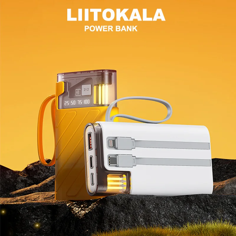 LiitoKala Power Bank 1000mAh przenośna ładowarka 22.5W ze składanym złączem USB-C zapasowa bateria do iPhone 15/Samsung S22