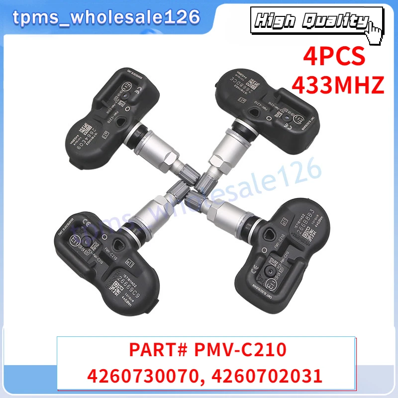 4pcs/lot TPMS 433MHZ Samochodowy czujnik ciśnienia w oponach PMV-C210 Do 2014-2016 Toyota Fortuner Corolla 42607-02031 42607-30070 42607-02030