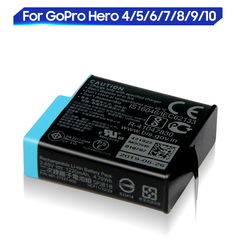 Oryginalna bateria zamienna do kamery GoPro Hero 4 5 6 7 8 Hero4 Hero8 Hero6 Hero 7 335-06532-000 AHDBT-401 SPJB1B 601-10197-000