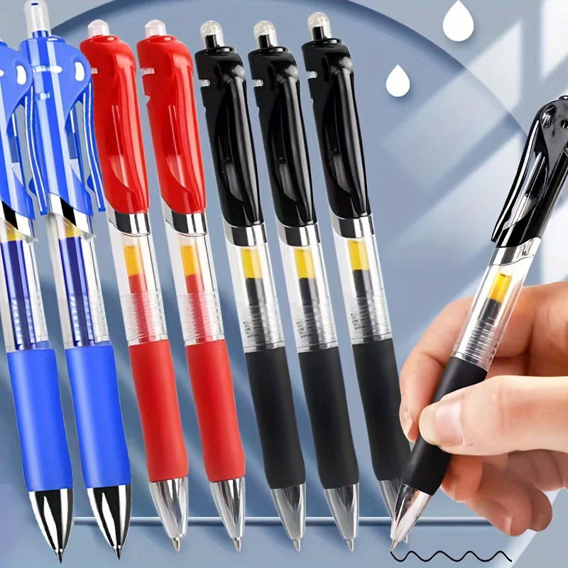

24pcs Clear push gel Ink Ball Pen set with 0.5mm medium tip - for office and school use (3 pens + 21 refill)