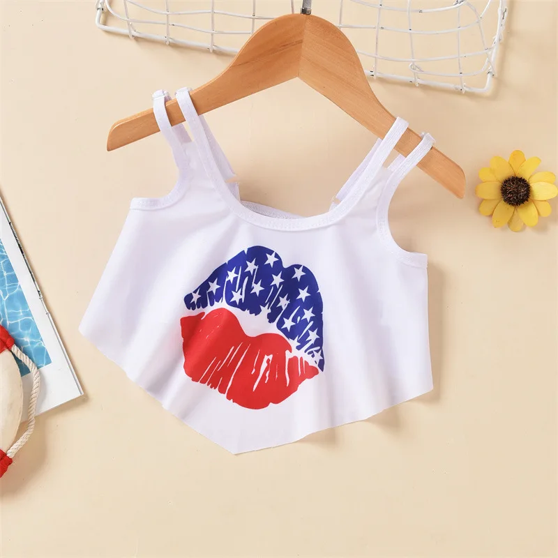 NuoNuoWell Clothes Baby Girl Swimwear Toddler Infant Sleevless Top Shorts Swimsuit Independence Day Outfit Kid Summer Beach Wear