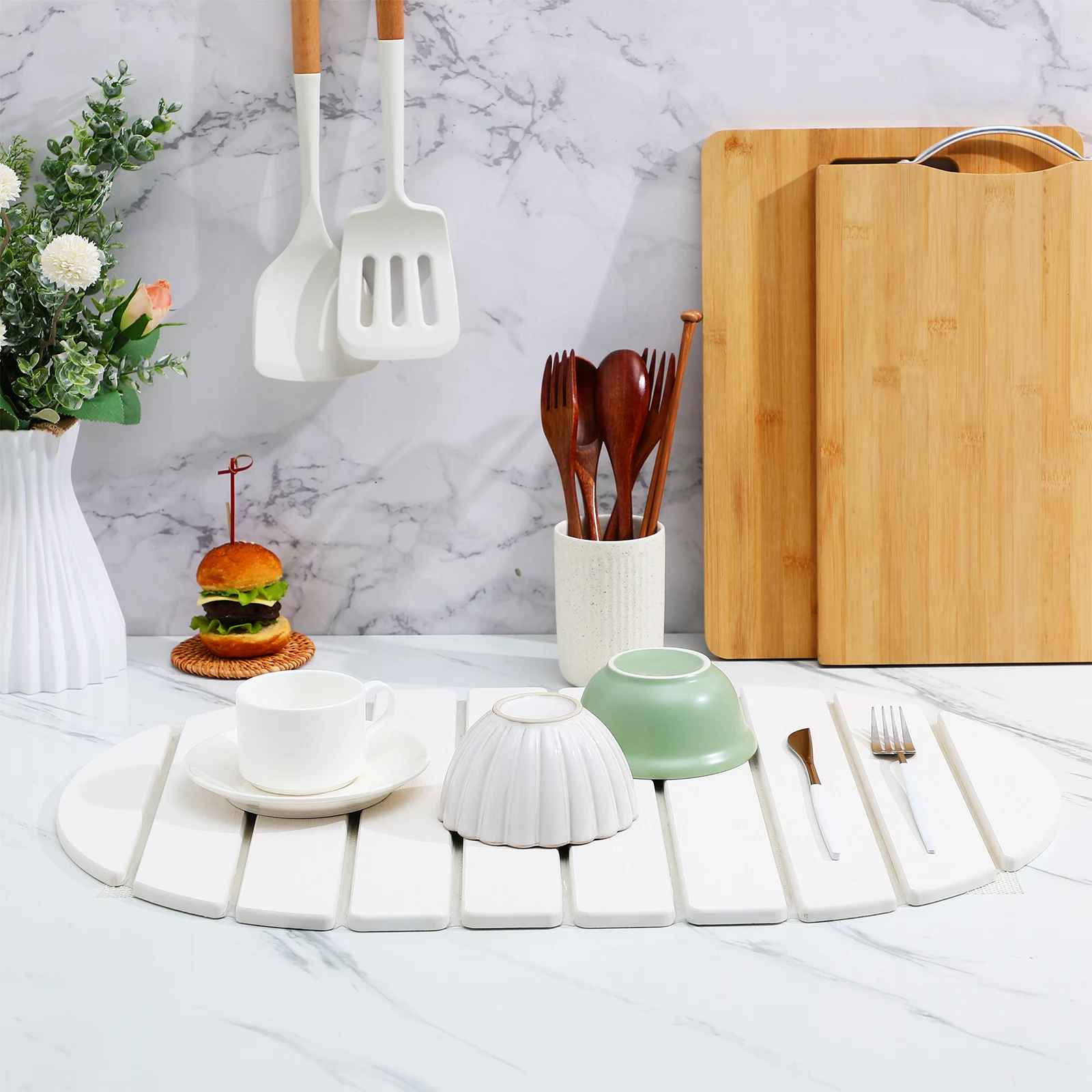 

Stone Diatomite Drying Foldable Dishes Draining Quick Absorbent Drain For Countertops Water Absorbing Foldable Kitchen Dish Mat