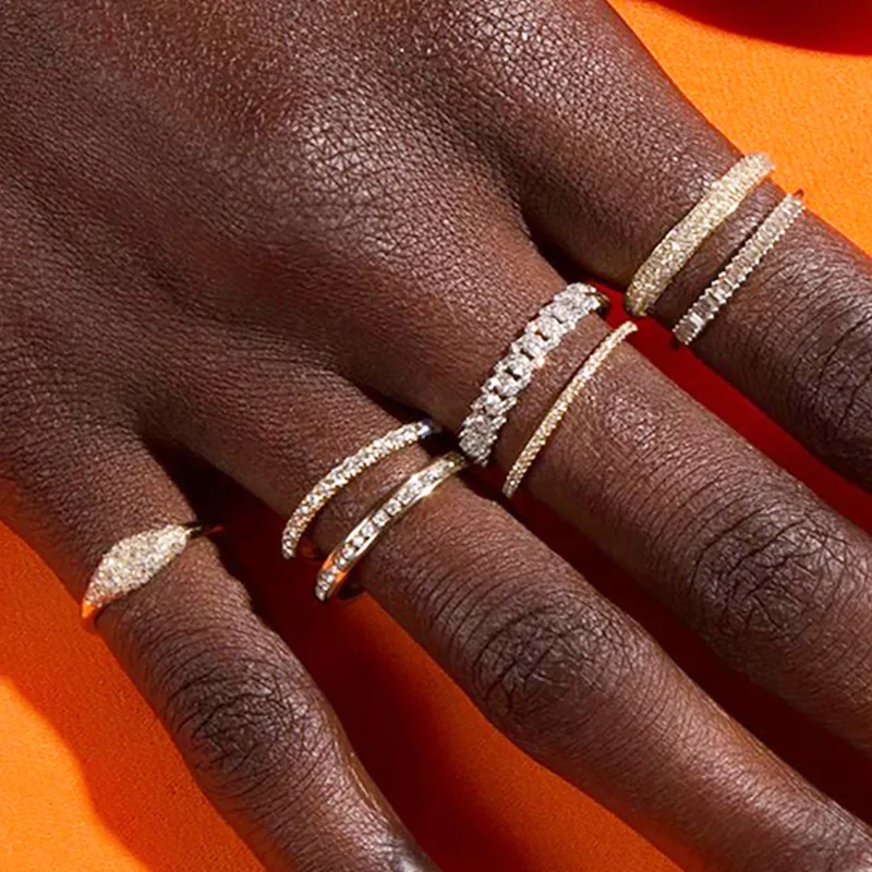 Dainty Minimalistischen Stacking Ring Für Frauen Trendy Zirkonia Gold Kristall Finger Zubehör für Weibliche Schmuck Geschenk R737 – Detail 10