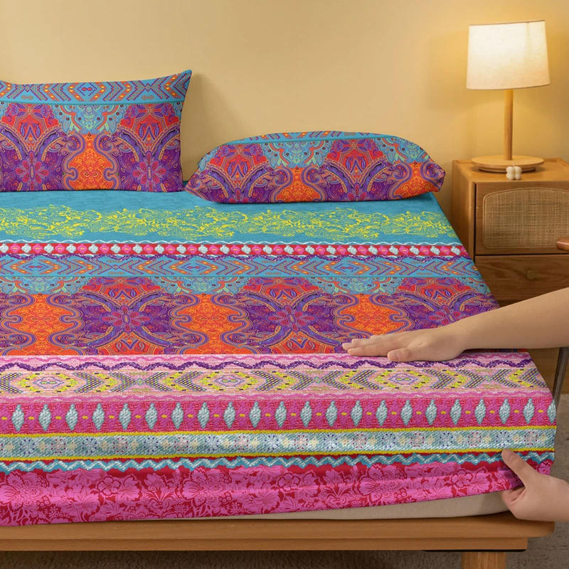 1 Piece of Bohemian Pattern Frosted Bedsheet, Bedroom Printed Bedspread, Bedding (Excluding Pillowcases)