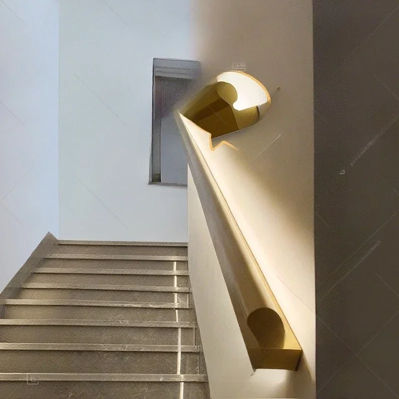 LED luminous stair handrail against wall guardrail aluminum alloy villa hotel aisle corridor wall  long line light