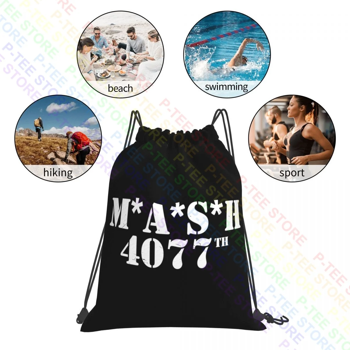 Mash afligido logo 4077 tv mostrar militar drawstring sacos de ginásio saco quente dobrável 3d impressão sacos para viagens