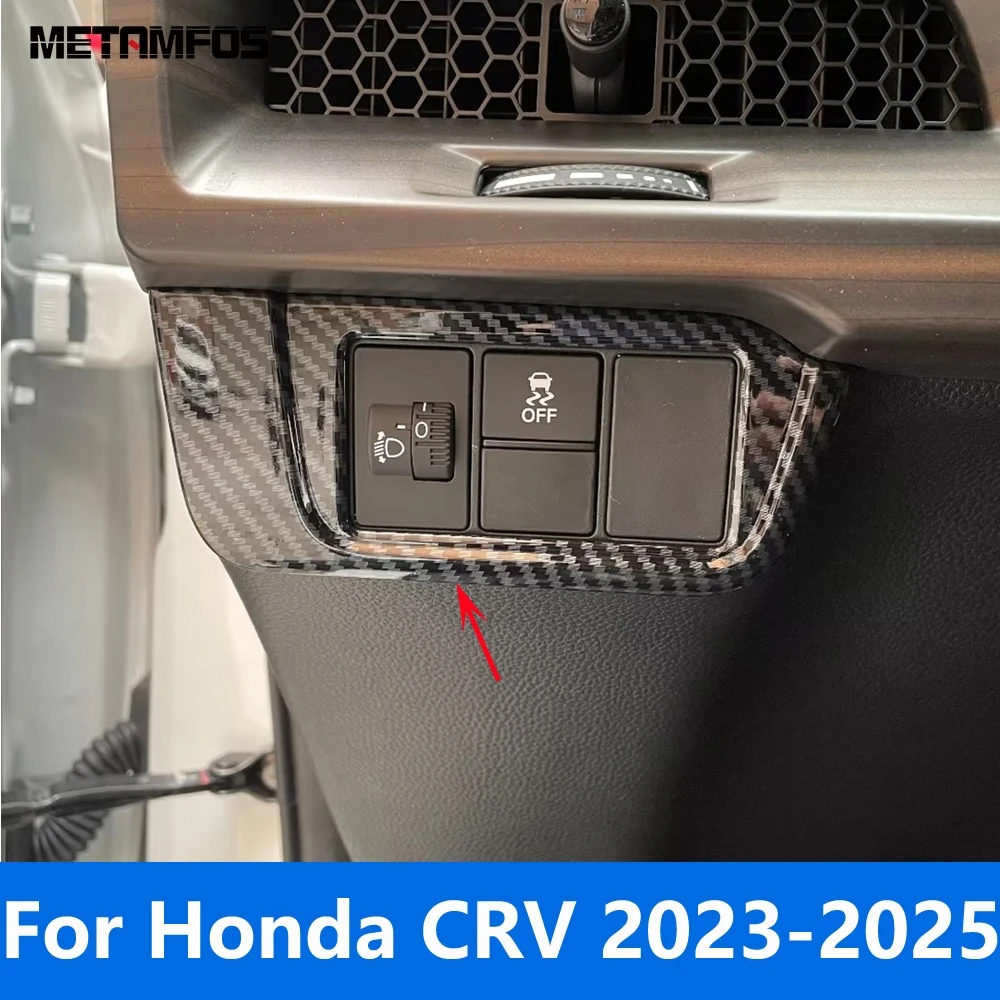 

For Honda CR-V CRV 2023 2024 2025 Carbon Fiber Head Light Lamp Adjustment Switch Control Button Trim Accessories Car Styling