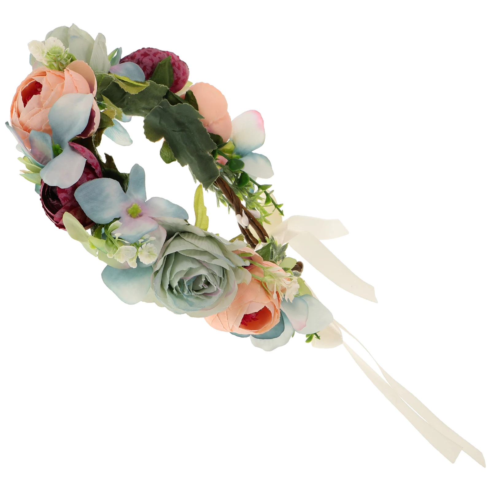 

Rose Wreath Hair Accessories Lightweight Flower Headband Garland Headdress for Wedding Party Masquerade Photoshoot Gifts Hoop