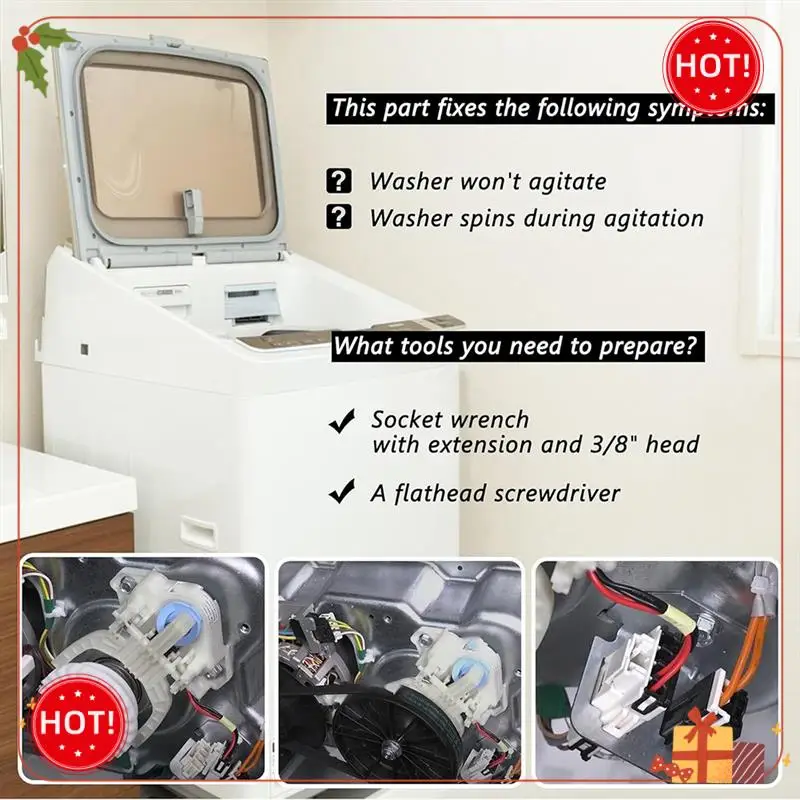 ABLE-WH03X30517 مشغل تحويل الغسالة للغسالة، يستبدل AP7014559، WH05X25036، WH05X24435