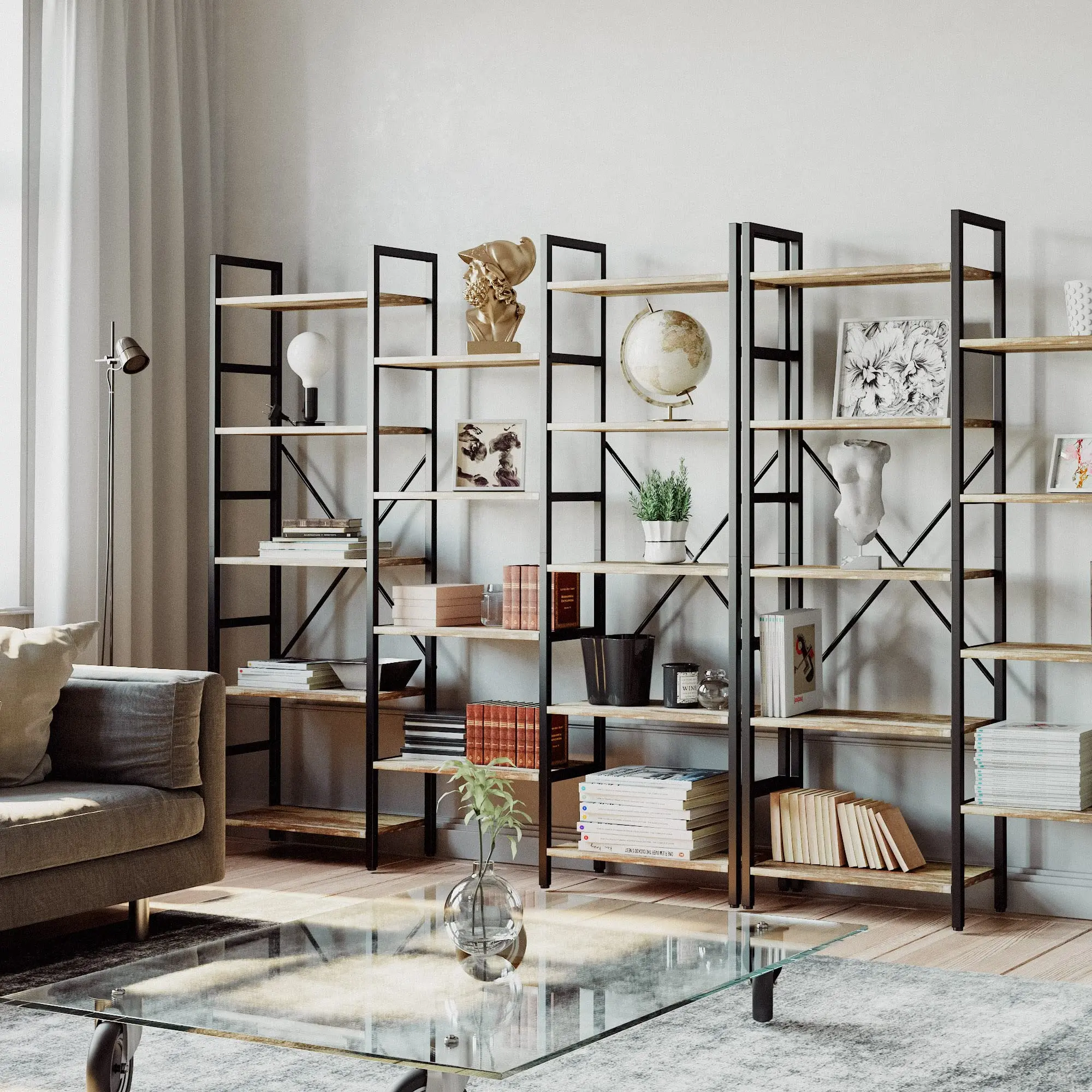 Book Shelf Triple Wide 5 Tiers Large 69.3