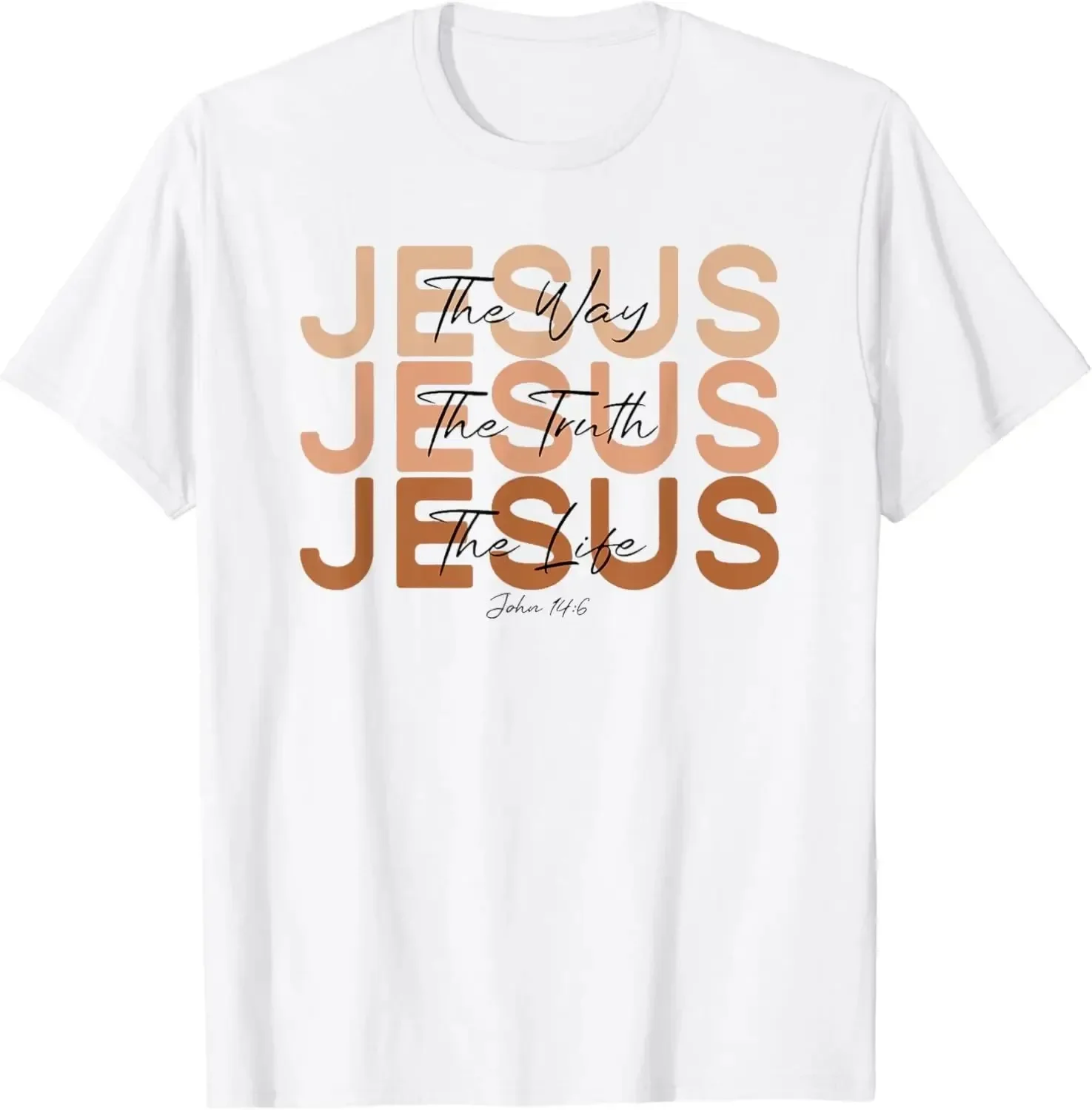 

Jesus The Way The Truth The Life Graphic T-Shirt Breathable Cotton Short Sleeve Tee for Men