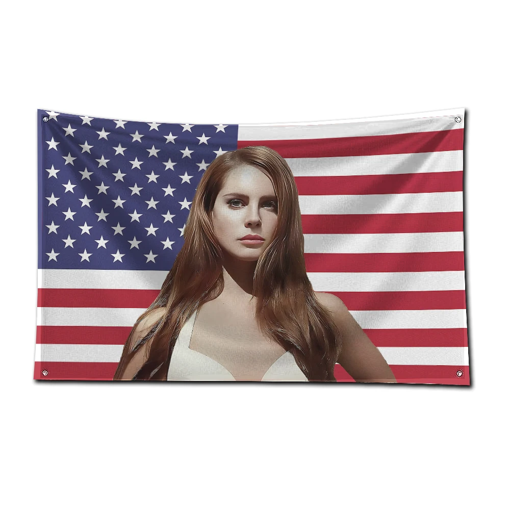 3x5 Ft Singer Lana Del Rey Flag Polyester Digital Printing Banner for Garage Wall Art Out Door Decoration With Brass Grommets