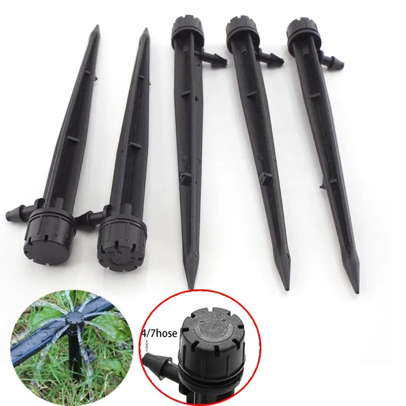 

4/7 mm Hose Water Dripper Inserting ground Garden watering Aspersor drip irrigation Adjustable Sprinkler 360 degree Drippers D4