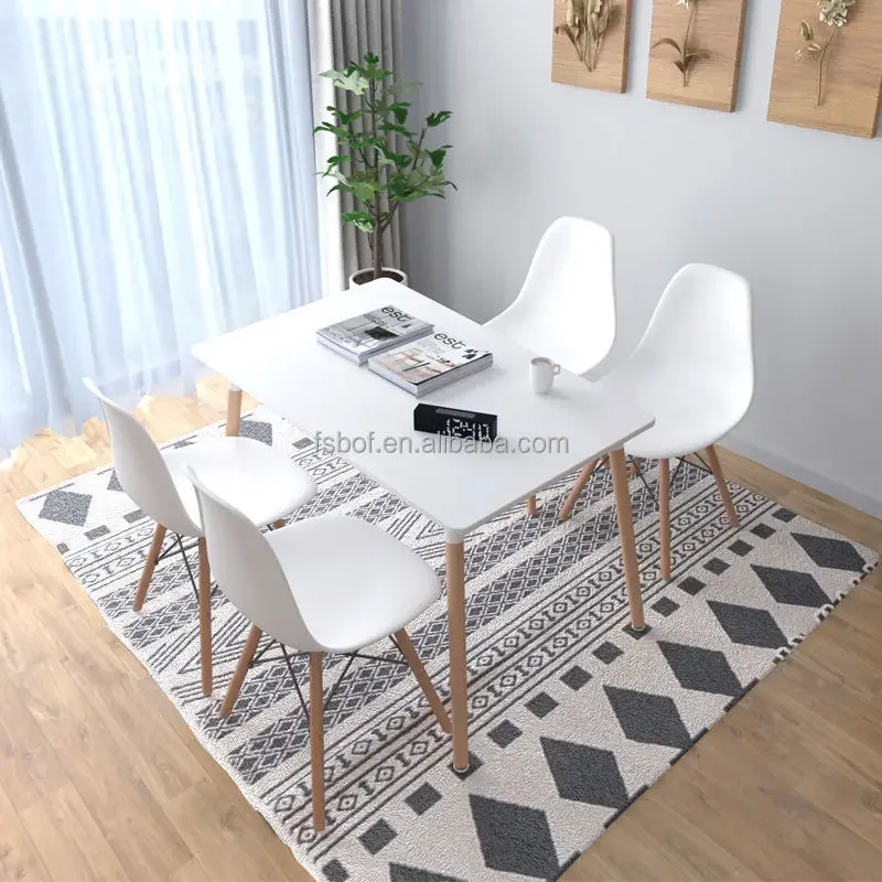 Table à Manger Ronde et 2 Chaises en Plastique, Mobilier de Café Moderne et Minimaliste, à la Mode, pour l'Intérieur et l'Extérieur