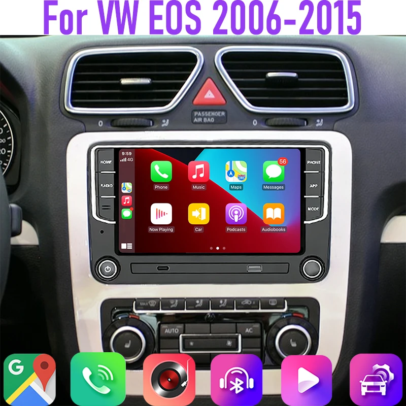 

7" 4GB+64GB For VW EOS 2006-15 Car Radio Steering Wheel Control Google Map Stereo GPS Bluetooth Rear Camera Android 15 Auto
