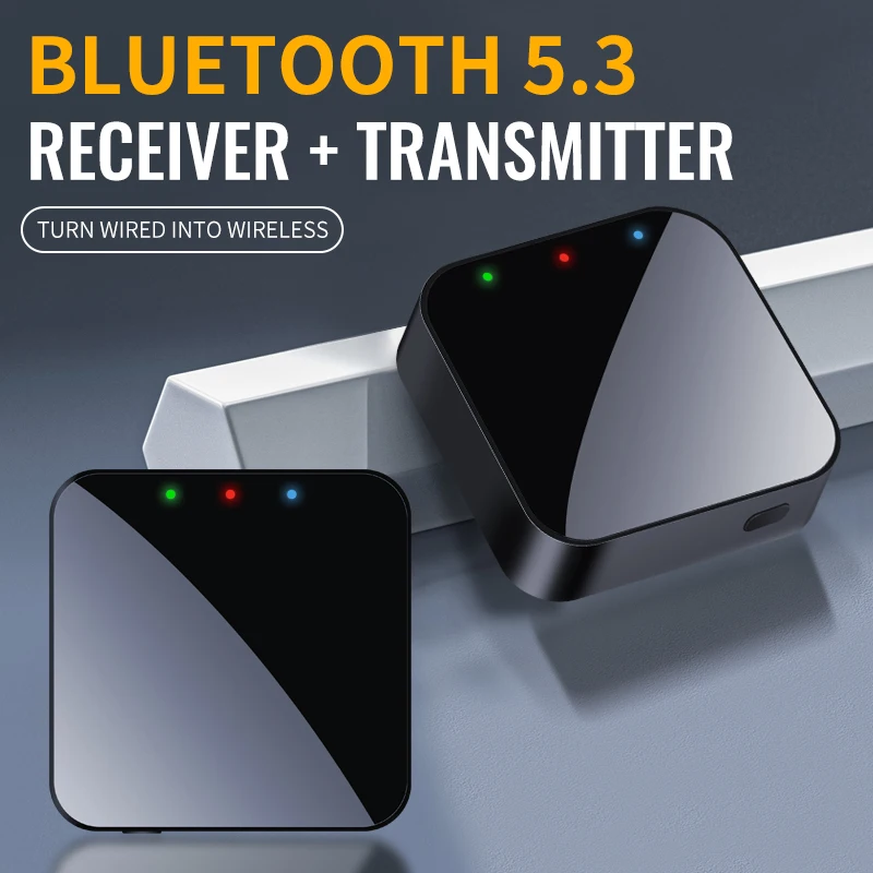 2in1 Bluetooth 5.3 Receiver Transmitter 3.5 mm AUX hifi Stereo Music Wireless Audio Adapter for Car Kit Speakers Headphones TV