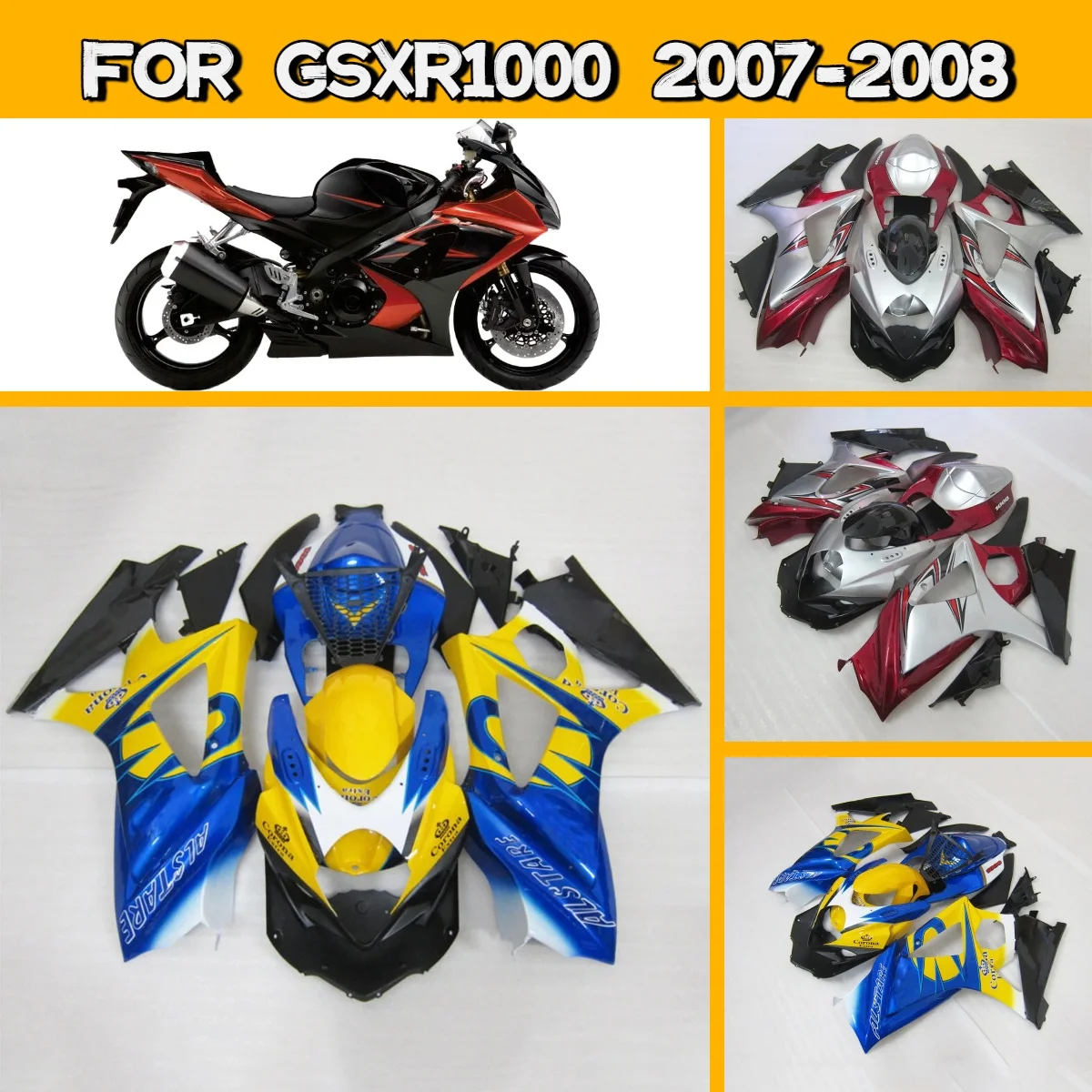 

Комплект обтекателей для мотоцикла Suzuki GSXR1000 2007-2008 годов, полный комплект, высококачественный пластик ABS