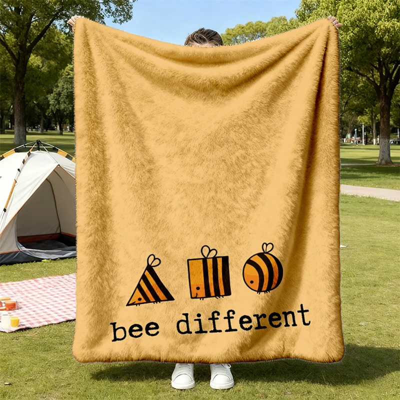Bee Different  Flannel Blanket, Funny Graphic Flannel Throw