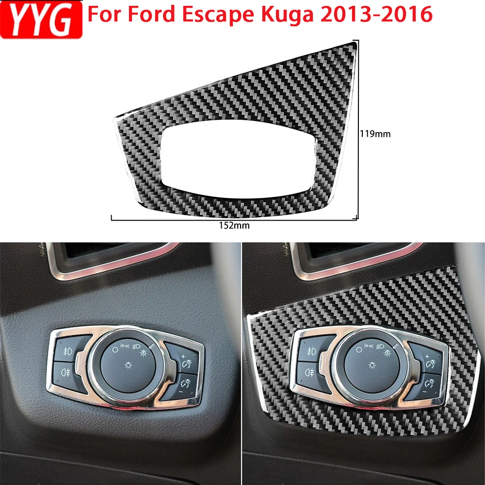 

For Ford Escape Kuga 2013 2014 2015 2016 Real Soft Carbon Fiber Car Headlight Switch Control Decorative Panel Trim