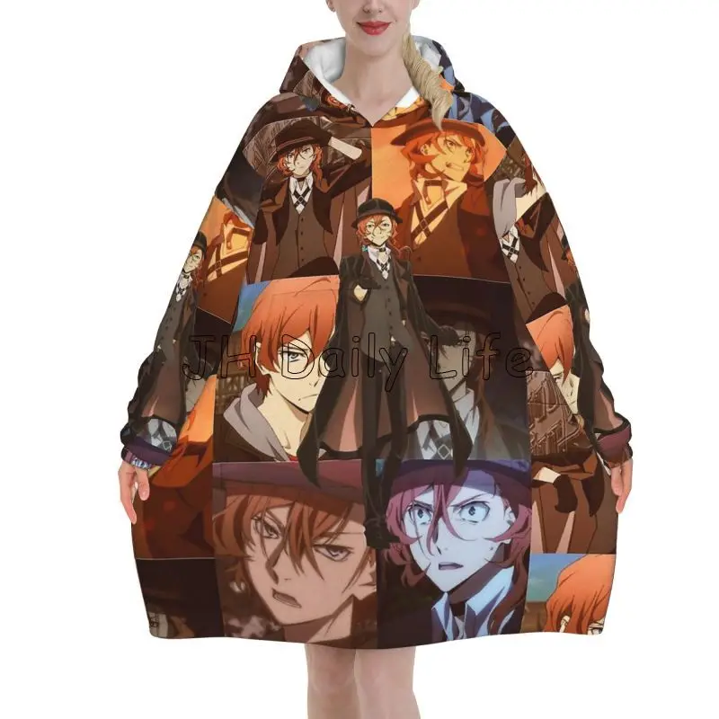 Bungou Stray Dogs Nakajima Atsushi TV Series Chuuya Nakahara Wearable Blanket Oversized Hoodie Blanket Warm Pullover Sweatshirt