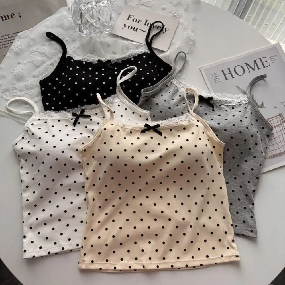 Simple Sleeveless Suspender Vest Underwear Slim Camisole With Padded Cups Short Vest Daily Use