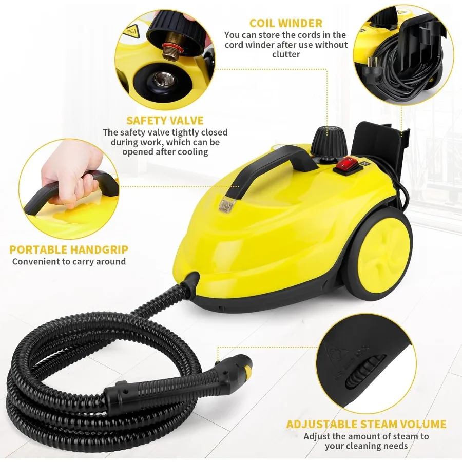 Портативная бытовая пароварка мощностью 2000 Вт с 20 аксессуарами для универсальной уборки пола, бытовой техники, кухонной площадки, игровая площадка