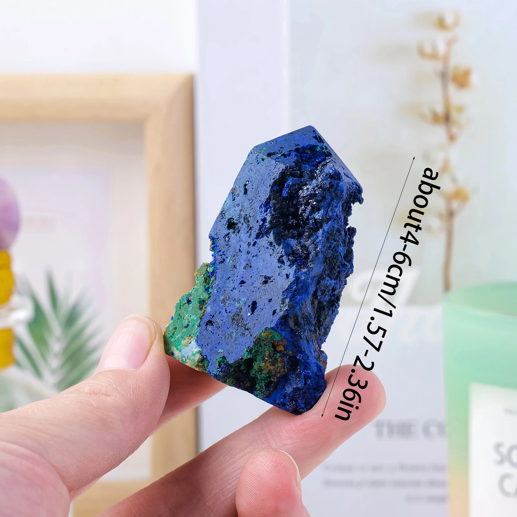 1pc Natural Crystal Azurite Tetrahedral Column Azurite Malachite Coexisting Crystal Column Ornaments