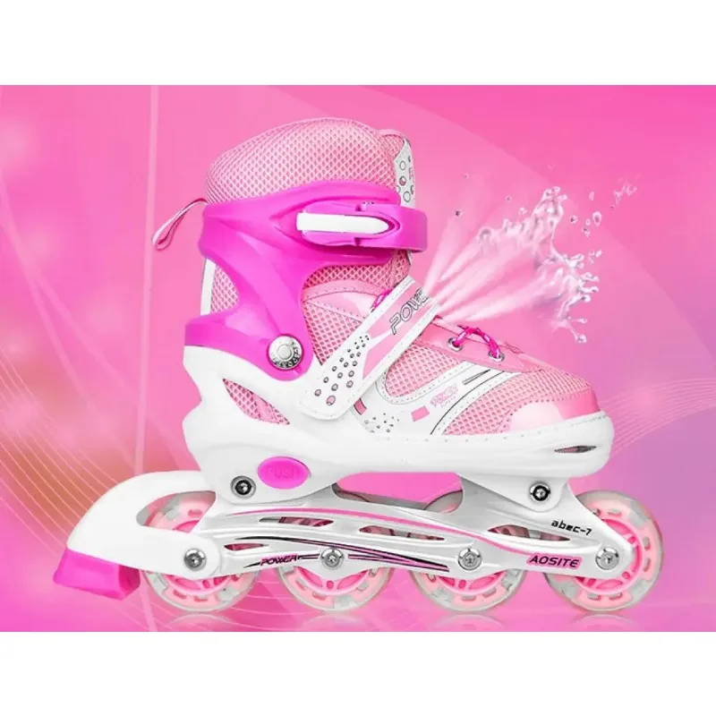 Pu Leather Children 4 Wheels Flash Roller Skates Shoes Skate Sneaker For Girls Boys Outdoor Trainning Sport Inline Skating Shoes