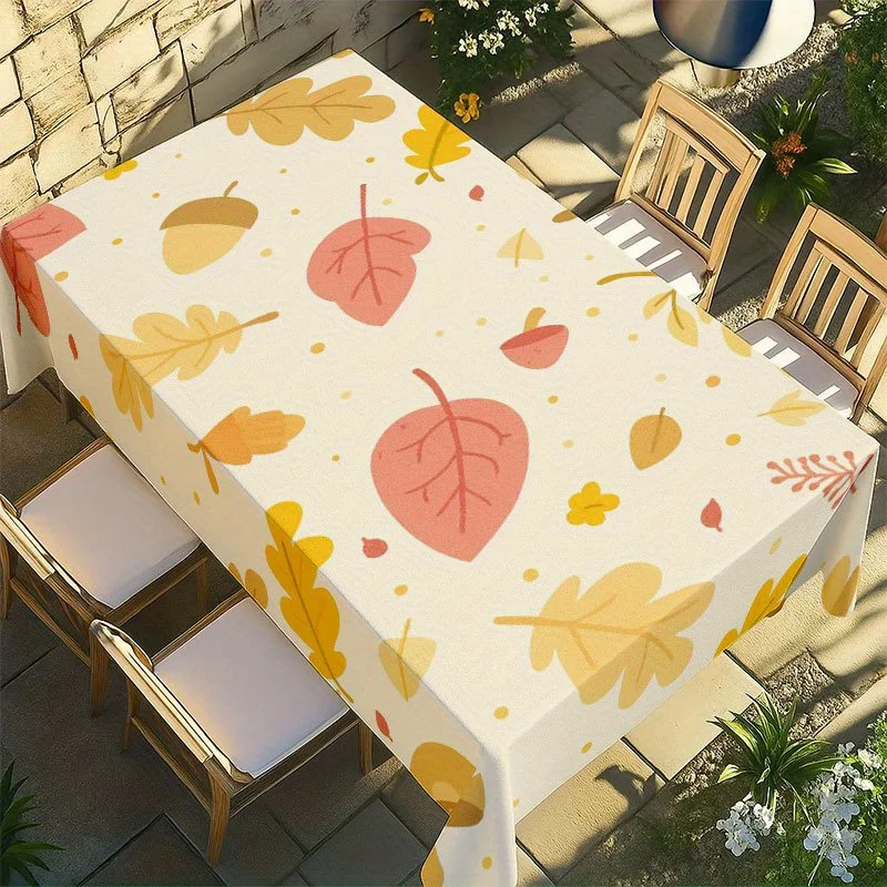 1pc Soft, Fashionable and Beautiful Autumn Leaf and Acorn Pattern Tablecloth, for Dining Table / Coffee Table / Desk