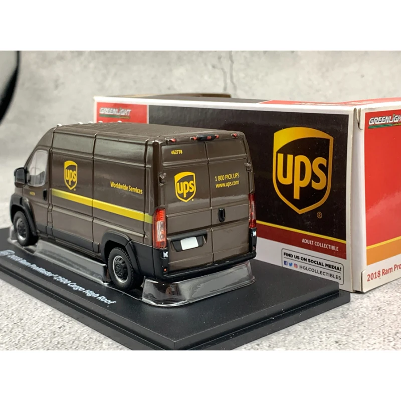 Greenlight moulé sous pression 1:43 échelle 2018 Ram ProMaster 2500 Cargo toit haut Van alliage modèle de voiture Collection décoration garçon cadeau affichage