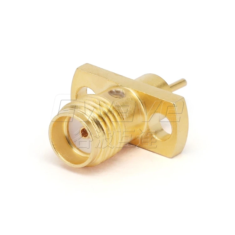 SMA Female Metal Through Wall Connector with Double Hole Flange Hole Spacing of 8.6mm 18G SMA-KFD205