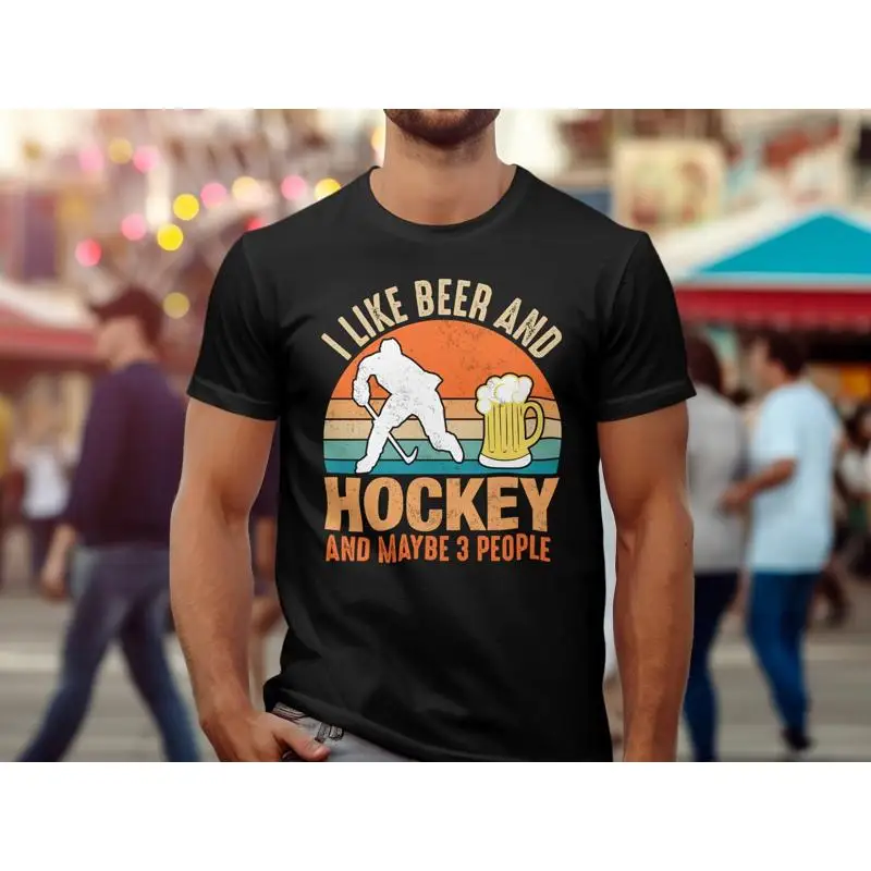 

Футболка «Я люблю пиво и хоккей, Maybe 3-х человек», забавная футболка для любителей массива