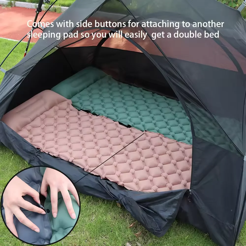 Outdoor Inflatable Camping Mats Air Cushion with Pillow Outdoor Tourist Sleeping Pad Self-Inflating Mattress for Hiking Climbing