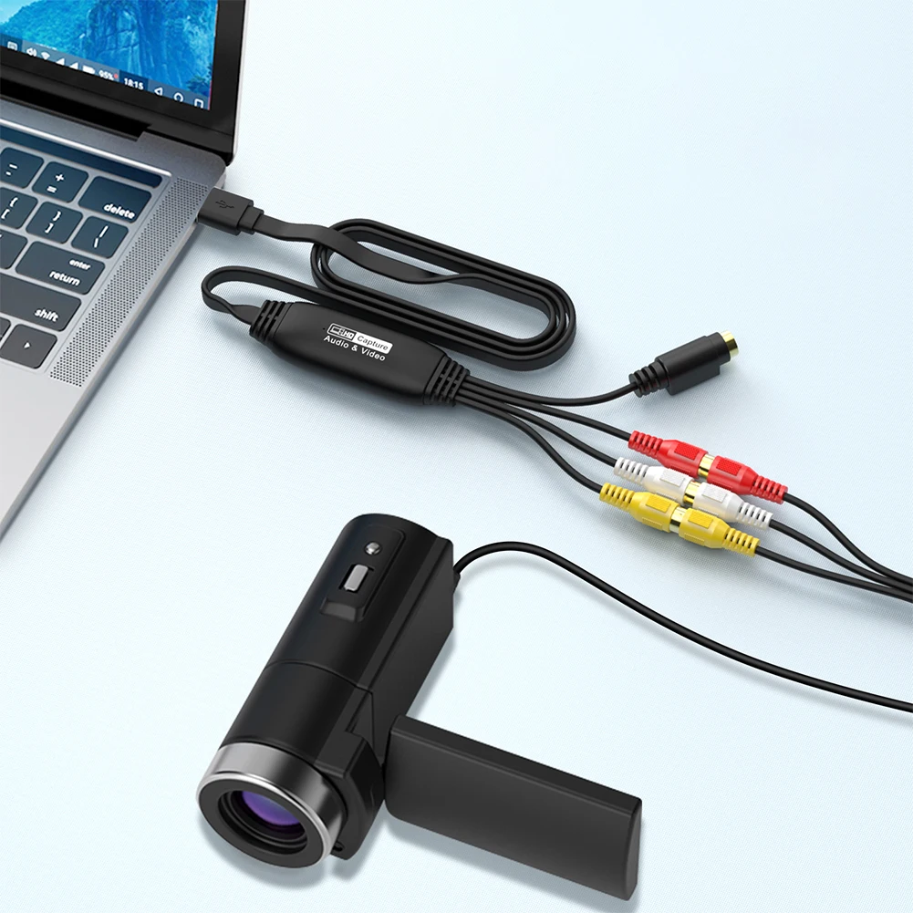 การ์ดจับภาพวิดีโอ USB VHS TV DVD VCR VHS เป็นตัวแปลงดิจิตอล USB เป็นอะแดปเตอร์จับภาพวิดีโอ AV สําหรับ /PC