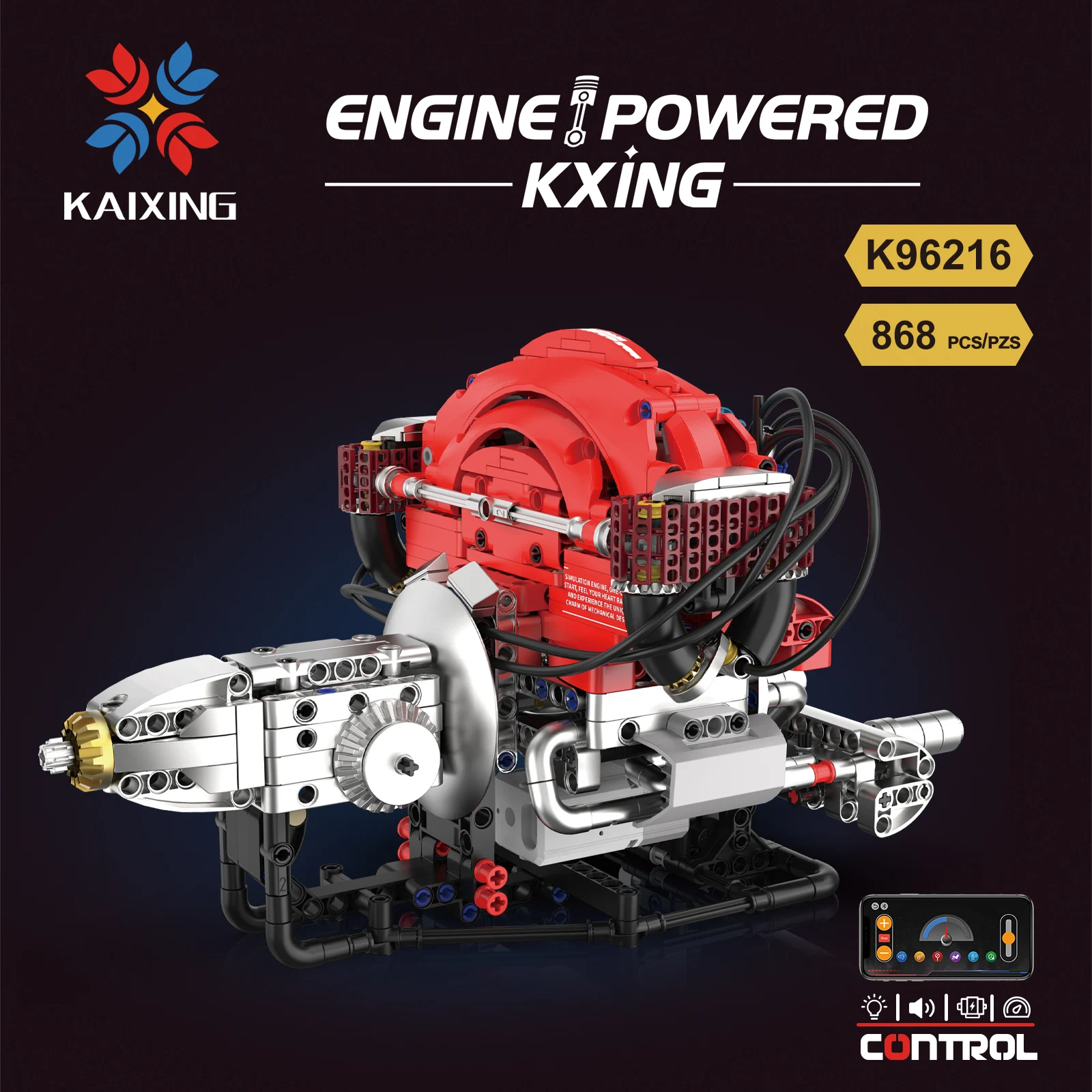 K96216 868 قطعة نموذج مكعبات بناء محرك بيتل مع تطبيق ضوء LED لعبة جذعية قابلة للبرمجة #2