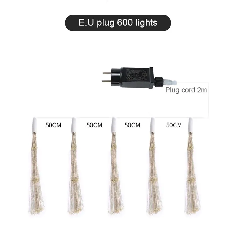 Imagem -06 - Outdoor Impermeável Pendurado Fairy Garden Lights Fireworks String Lights para Festa Decoração do Casamento Guirlanda de Natal Modos Pcs 10 Pcs