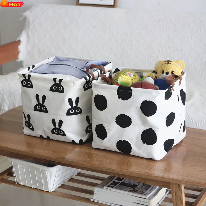 Laundry Basket Cotton and Linen Dirty Clothes Laundry Basket Foldable Laundry Basket Storage Household Sundries Storage Basket