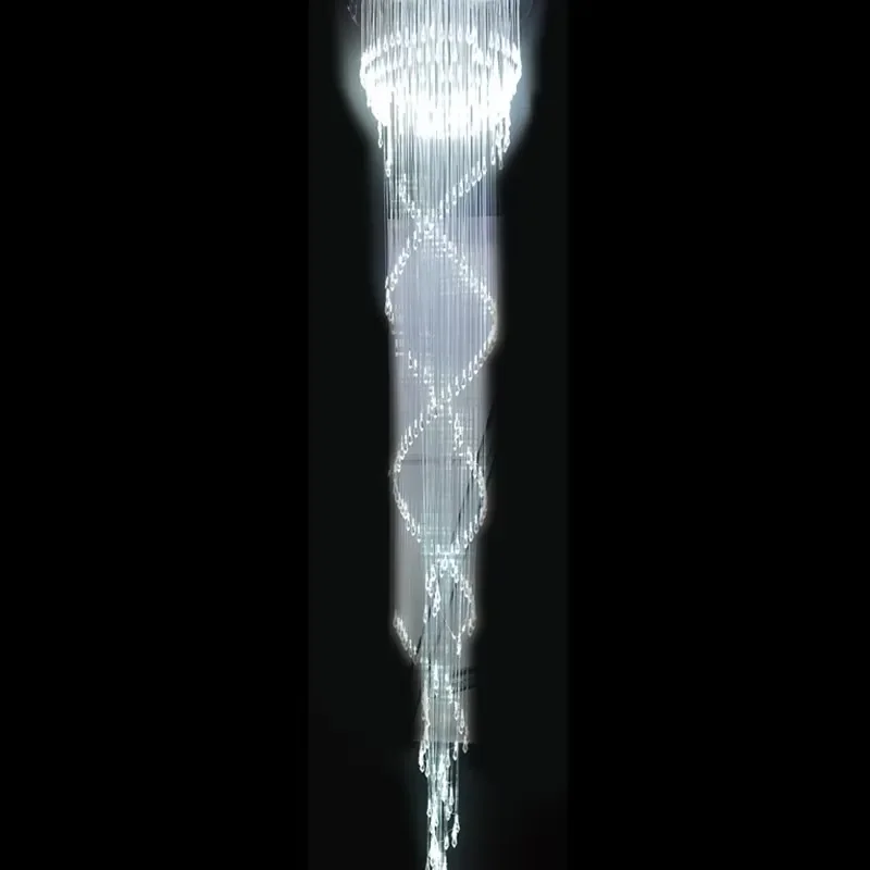 LED Fiber Optic Chandelier Staircase Indoor Seven-color RGBW Color-changing Double Helix IP66 Rated Dimmable 2-Year Warranty