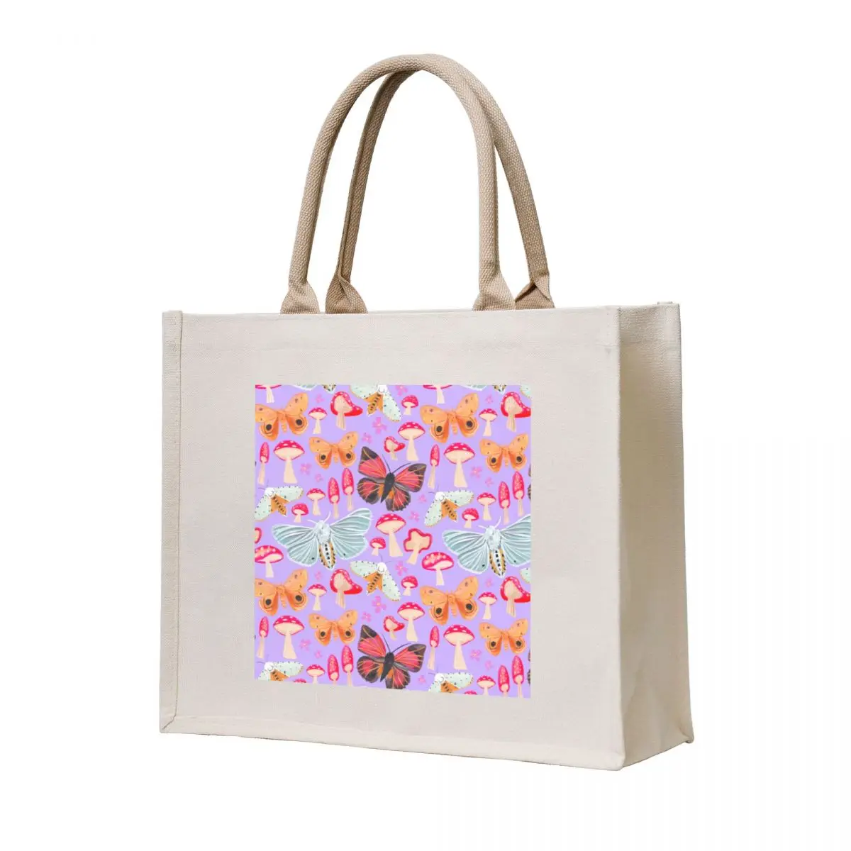 

Mushrooms and moths purple Tote Bag custom bags Women's tote bag custom fabric bag shopper women canvas