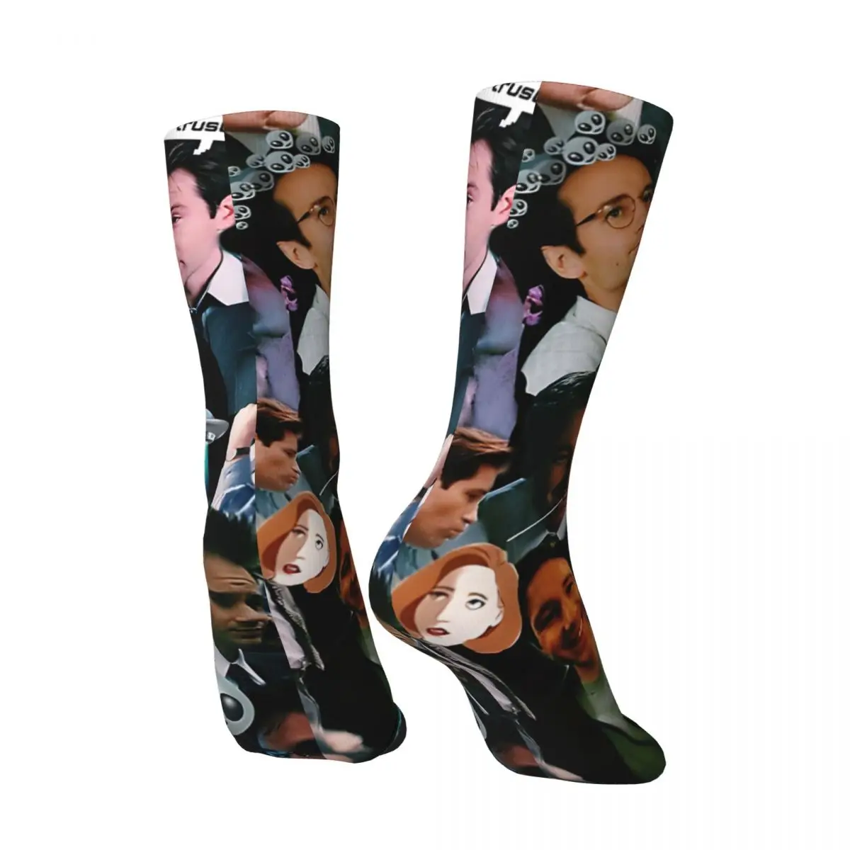 Happy Funny Men's compression Socks Mulder Collage Vintage Harajuku The X-Files Hip Hop Novelty Casual Crew Crazy Sock Gift