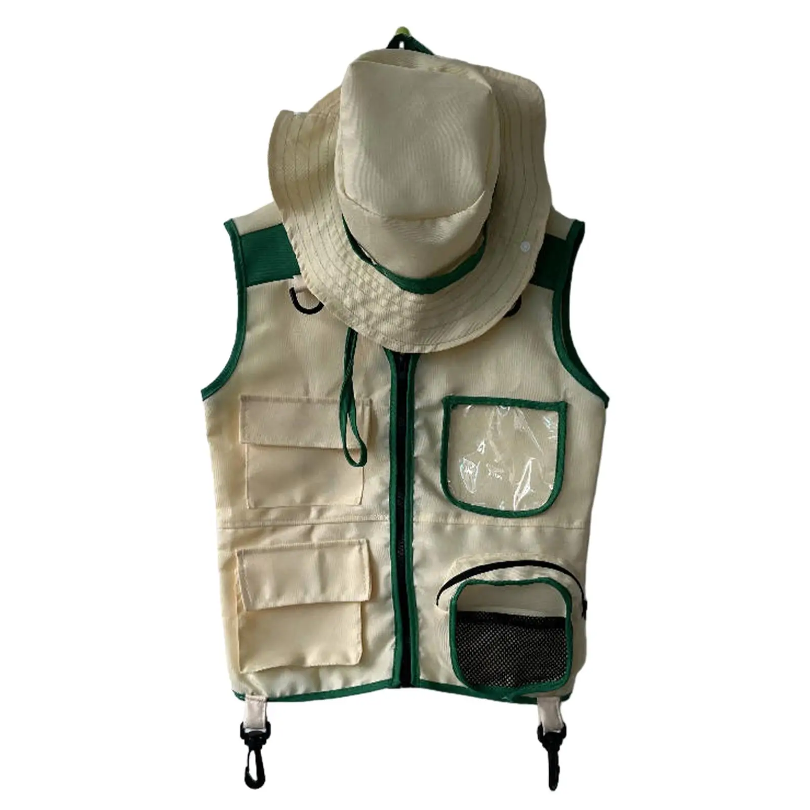 Kids Explorer Vest and Hat Cargo Vest Dress up Backyard Explorer Costume Outdoor Adventure Vest for Children Day Gift, Kids