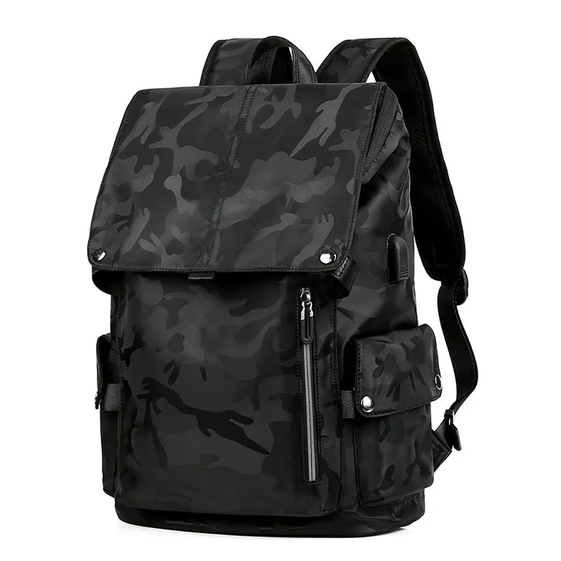 

Oxford Cloth Backpack USB Port Travel Backpack Laptop Bag Casual Men's Splashproof Camouflage Computer Bag