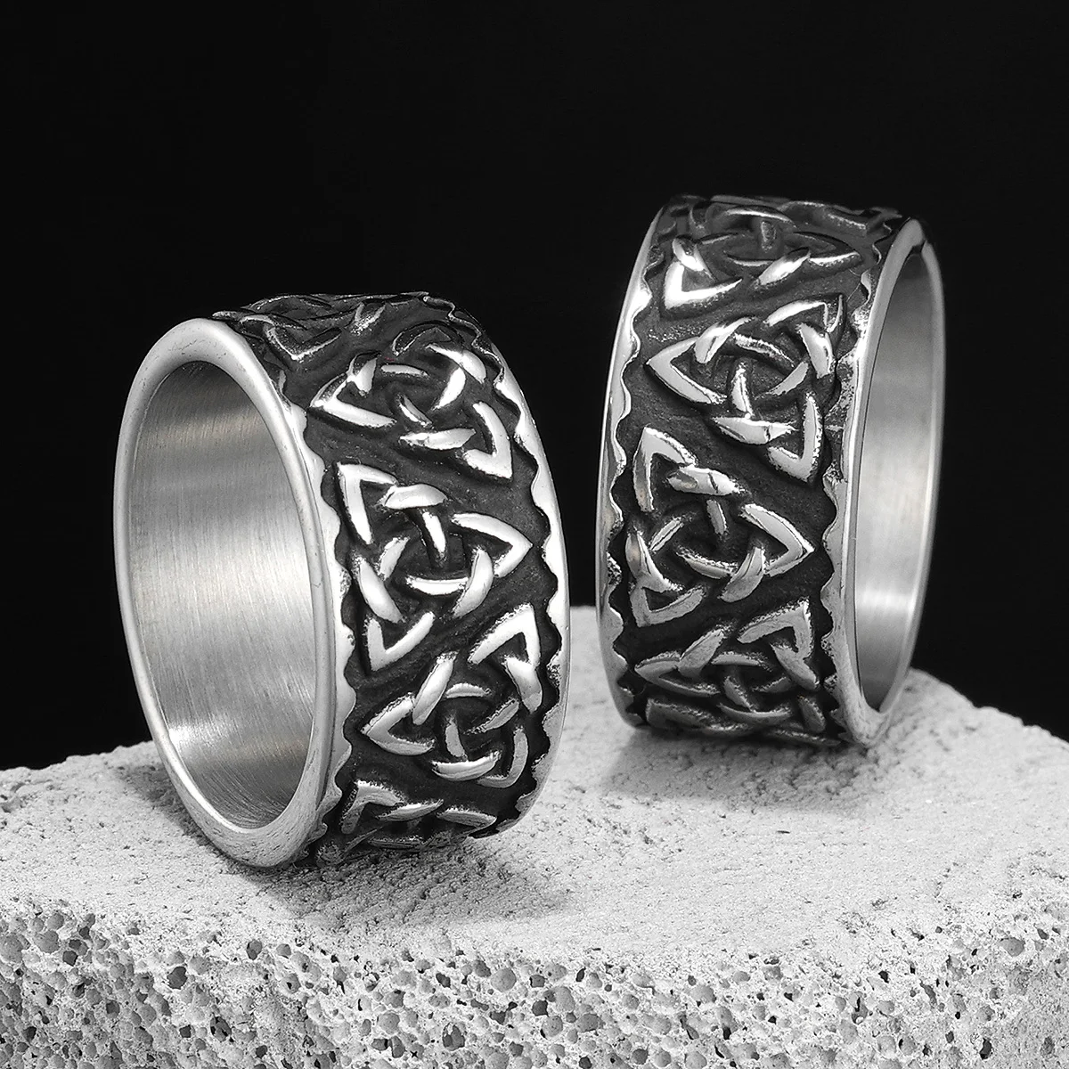 Nordic Viking Celtic Knot Stainless Steel Womens Mens Rings Punk Vintage For Boyfriend Biker Jewelry Creativity Gift Wholesale