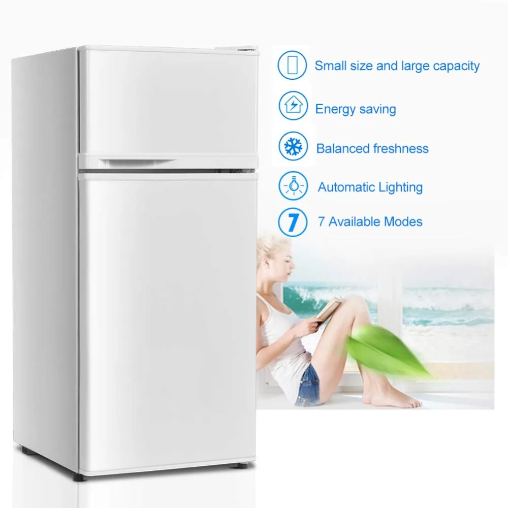 2024 New 3.4 Cu Ft. Unit Cold-rolled Sheet Mini Refrigerator with Freezer, Dorm Fridge with Adjustable Removable Shelves, White