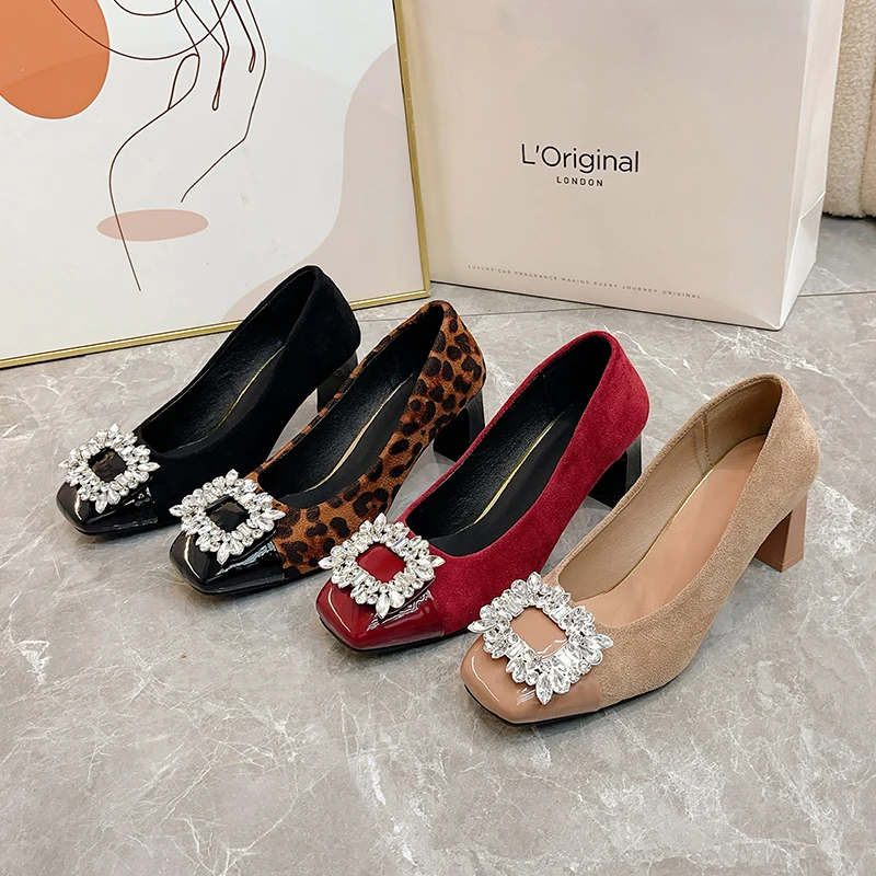 2025 Zapatos de mujer de marca, tacones altos poco profundos para mujer, moda para oficina y carrera, nuevos tacones de cristal más vendidos, tacones para mujer Ж Dönusen Оь