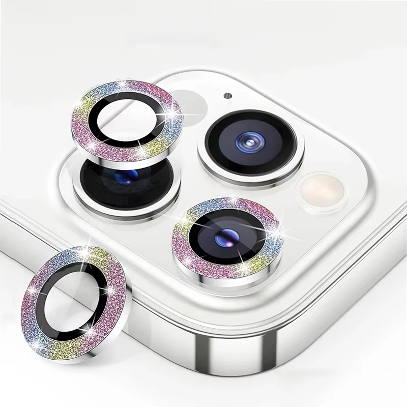 

Metal Glitter Camera Lens Protector Glass For iPhone 17 Air 16 15 14 13 11 12 Pro Max Plus Mini Lens Protector Ring Camera Film
